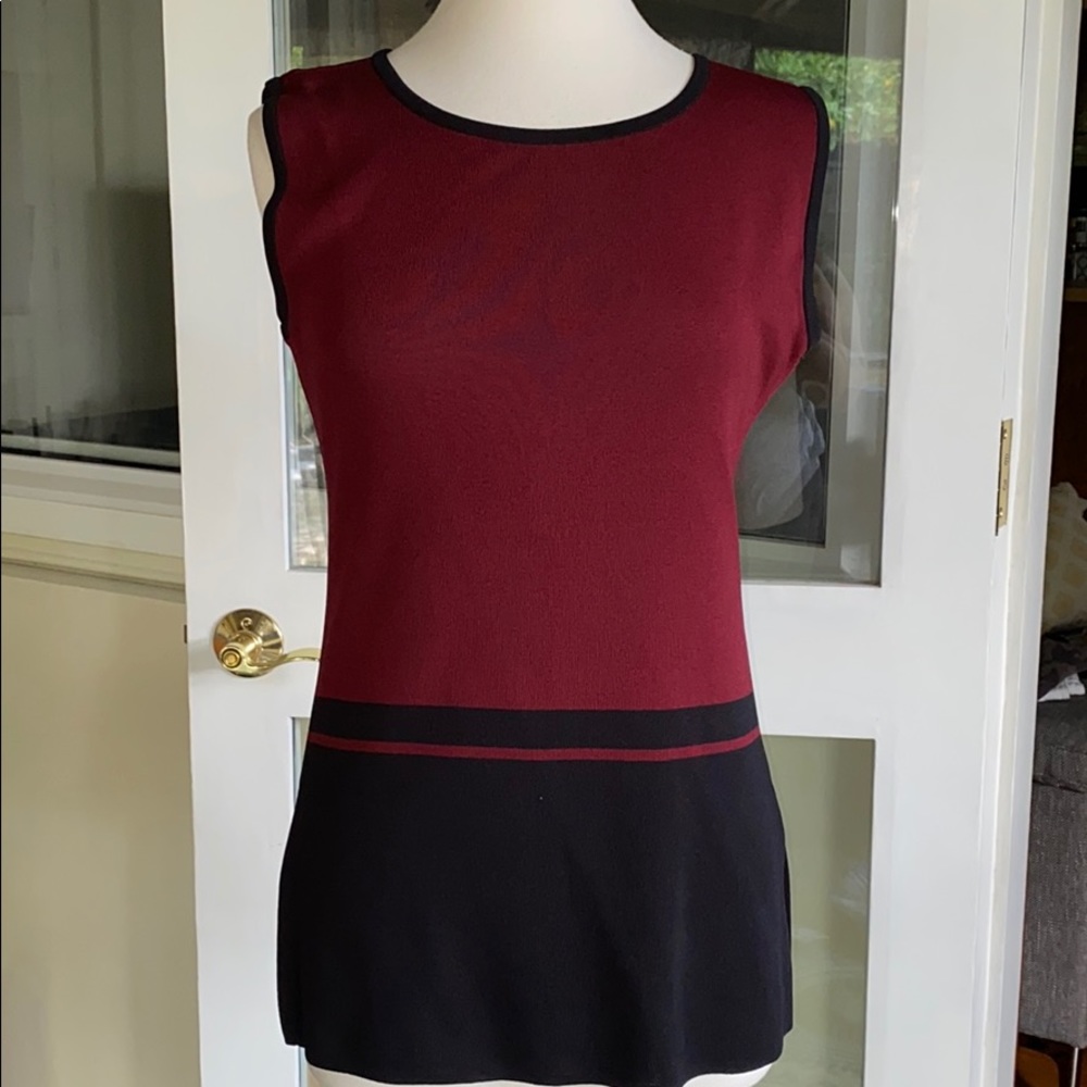 Misook colorblock Tunic Dark Red